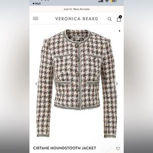 Veronica Beard Cirtane Houndstooth Jacket in Ecru Multi Size 2.